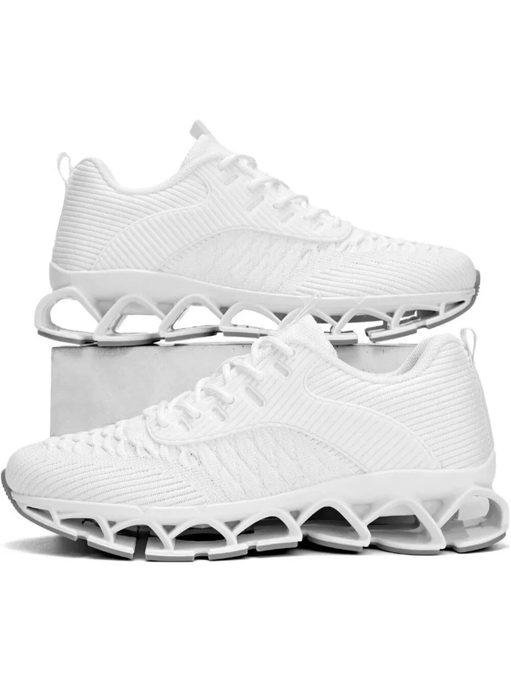 Women's White Blade Mesh Comfort Non Slip Athletic Slip on Fit Sneaker Shoes
